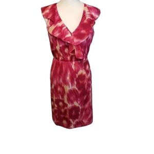 Ann Taylor silk floral ruffle dress